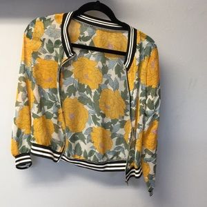 Sheer Floral Bomber Jacket